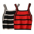 thumbnail image 1 of Women's Summer Camisole Striped Contrast Color Wear Slim Knitted Tank Tops, 1 of 5