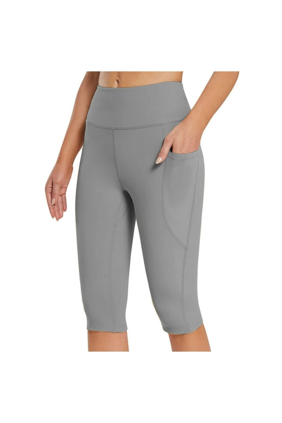 Capri Leggings for Women Knee Length Capris for Casual Summer High Waisted Yoga Workout Exercise Capris with Pockets