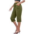 thumbnail image 1 of Women's Summer Capri Pants Linen Like Drawstring Elastic Waist Capris Pant Womens Casual Solid Loose Fits Lightweight Breathable Comfy Cropped Trousers, 1 of 4