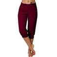 thumbnail image 1 of Women's Summer Capri Pants Loose Fit Cropped Trousers with Pockets Drawstring Elastic Waist Joggers Pants Wine XXXL, 1 of 6