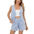thumbnail image 1 of Women’s Summer Casual 2 Piece Short Sets 2026 Button Suit Vest Tops Shorts Dressy Business Work Outfits 2 Piece Sets For Women, 1 of 8