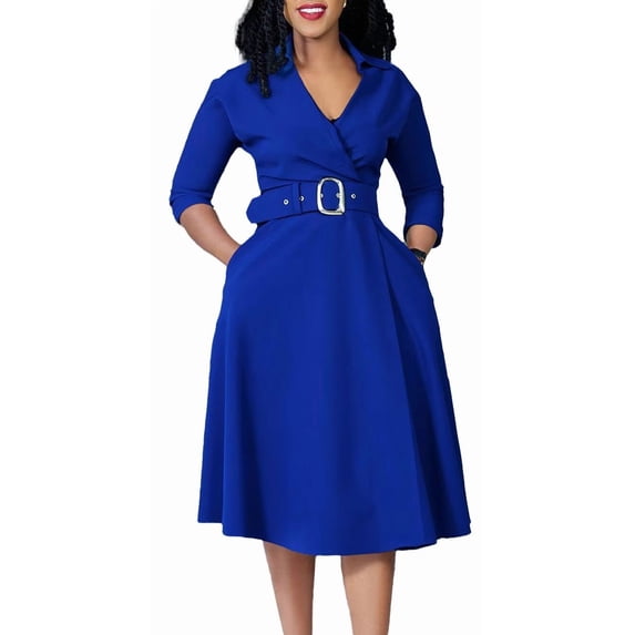 Women's Summer Casual 3/4 Sleeve Cocktail Party Dress Sexy Flowy Work Wrap Dress