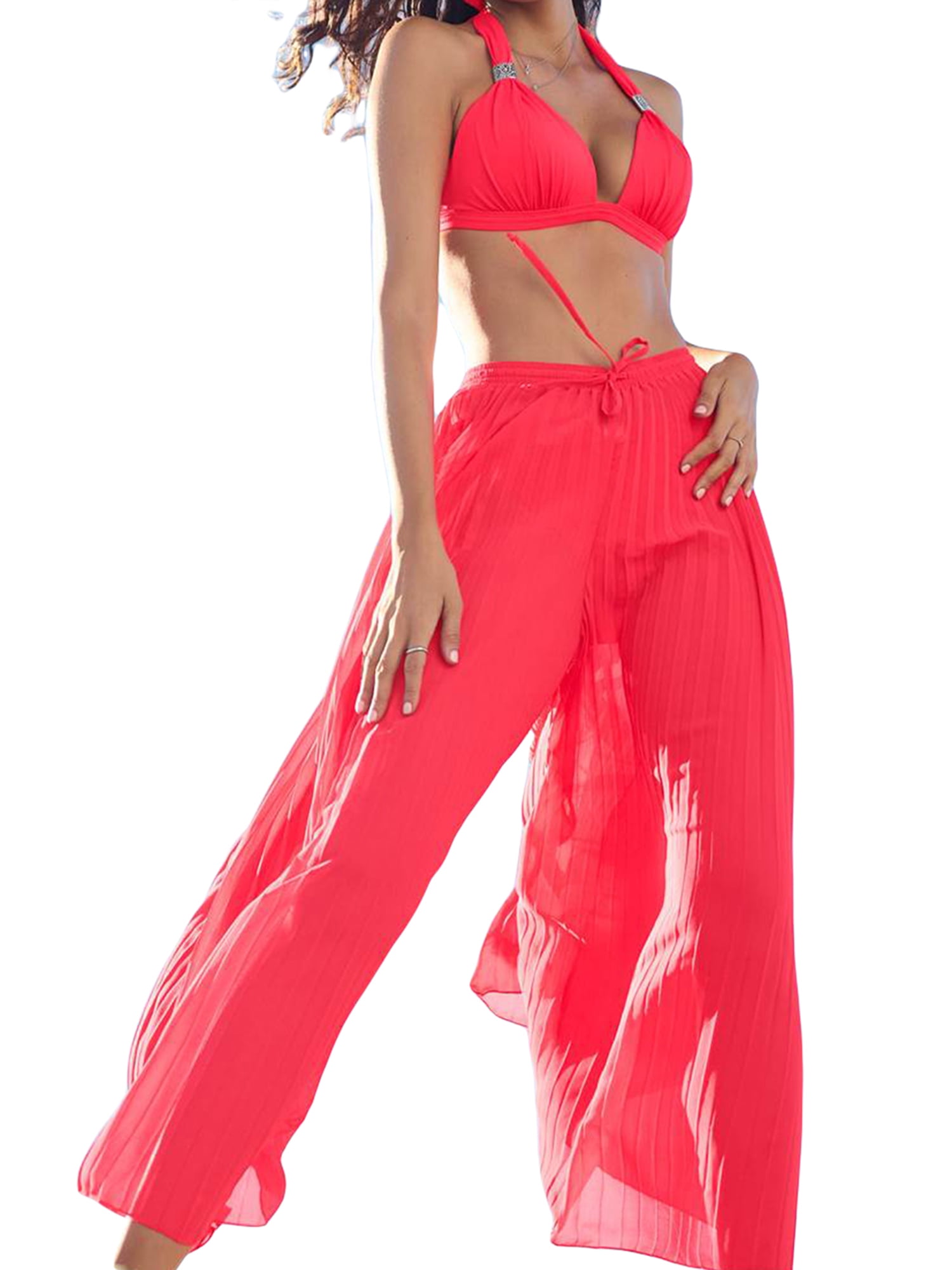 Sheer wide-leg pants