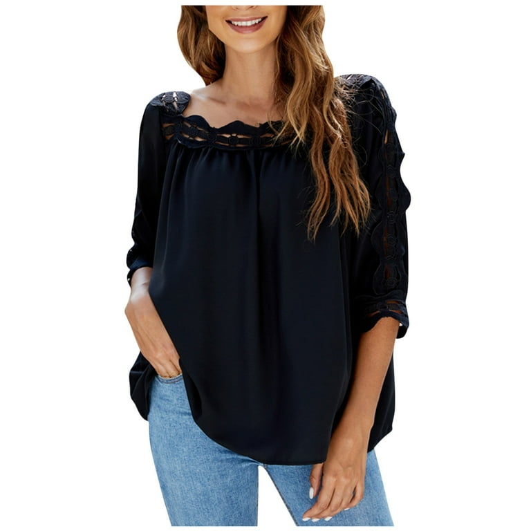 3/4 Sleeve Solid Color Off Shoulder Flounce Blouses 3/4 Sleeve Solid Color Off Shoulder Flounce Blouses