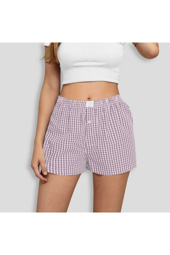 Women's Summer Casual Checkered High Waist Wide Leg Shorts, Comfortable and Stylish Shorts for Daily Wear and Outings, Limited Time Offer Under 10 Dollars