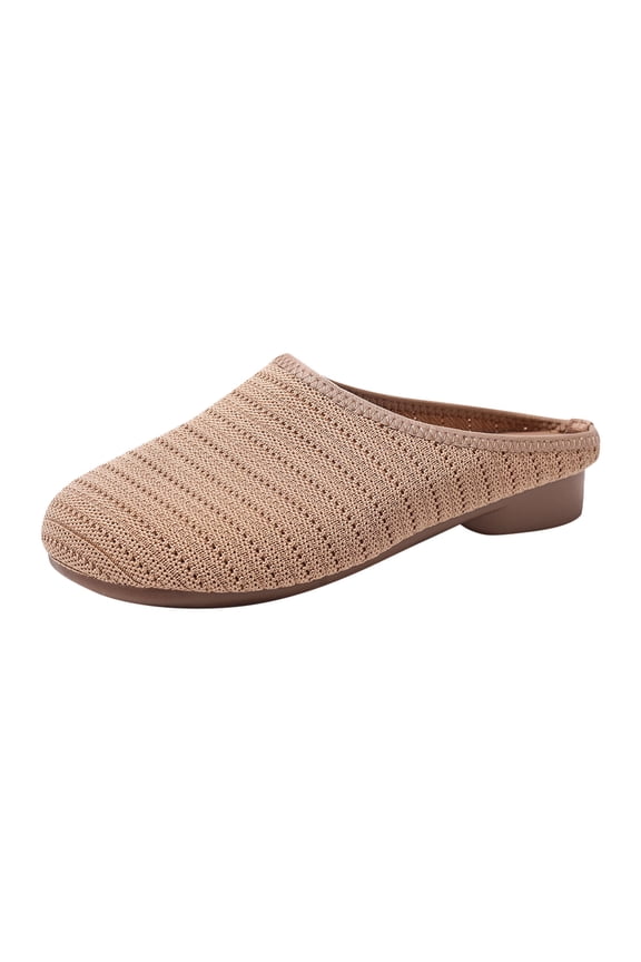 Women's Summer Casual Closed Toe Slippers Breathable Mesh Comfortable Flat Slides for Daily Wear with Jeans Beige Women Sandal