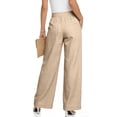 thumbnail image 1 of Women's Summer Casual Cotton Linen Palazzo Pants High Waist Wide Leg Loose Fit Pants Khaki L, 1 of 2