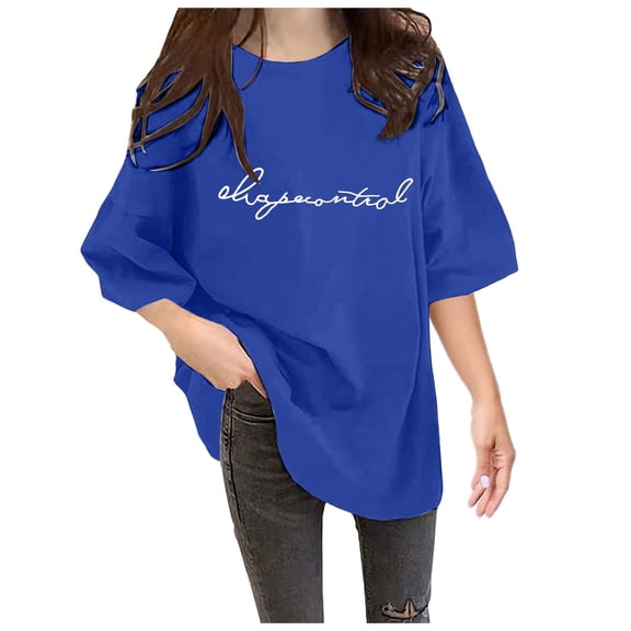 Women's Summer Casual Crewneck Batwing Half Sleeve T-Shirts Solid Color Loose Fit Cute Basic Flowy Tops Tees Blouses