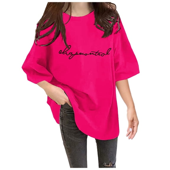 Women's Summer Casual Crewneck Batwing Half Sleeve T-Shirts Solid Color Loose Fit Cute Basic Flowy Tops Tees Blouses