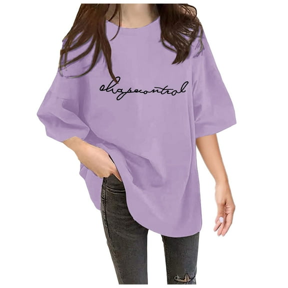 Women's Summer Casual Crewneck Batwing Half Sleeve T-Shirts Solid Color Loose Fit Cute Basic Flowy Tops Tees Blouses