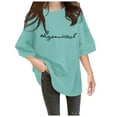 thumbnail image 1 of Women's Summer Casual Crewneck Batwing Half Sleeve T-Shirts Solid Color Loose Fit Cute Basic Flowy Tops Tees Blouses, 1 of 4