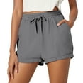 thumbnail image 1 of Women's Summer Casual Drawstring Shorts Stylish Lightweight Beach Comfort Elastic Waist Plain Weave with Pockets, 1 of 7