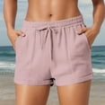 thumbnail image 1 of Women's Summer Casual Drawstring Shorts Stylish Lightweight Beach Elastic Waist Plain Weave Comfortable Pocket Shorts for Outdoor Activities, 1 of 7