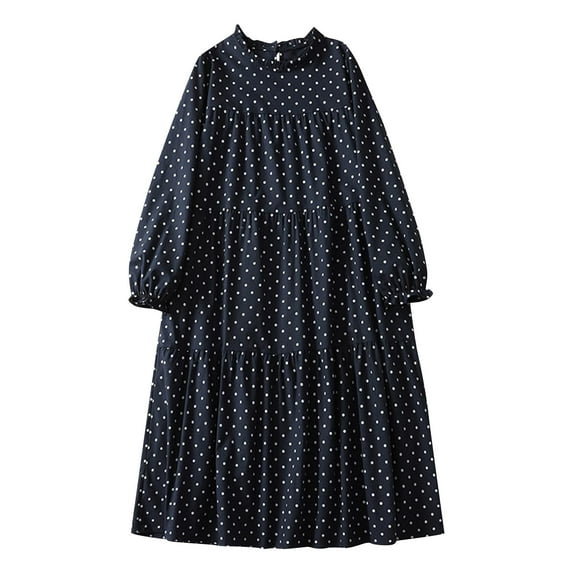 ZQUUVOU Women's Summer Casual Dress Long Sleeved Loose Printed Dress Navy