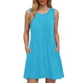 thumbnail image 1 of Women's Summer Casual Dress Loose Beach Tank Sleeveless Crew Neck Comfortable Flowy Pocket Dress for Outdoor Womens Casual Trendy Midi Dresses, 1 of 9