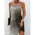 thumbnail image 1 of Women's Summer Casual Dress Oversized Hollow Sleeveless Print Beach Mini Dresses Female Vintage Party Dress, 1 of 1