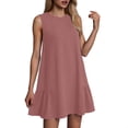 thumbnail image 1 of Women's Summer Casual Dress Round Neck Sleeveless Ruffle Tank A Line Beach Wear Comfortable Flowy Outfit Womens Casual Trendy Midi Dresses, 1 of 7