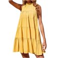 thumbnail image 1 of Women's Summer Casual Dress Ruffle Tiered Flowy Short Dress Sleeveless Loose Swing Pleated Boho Mini Sundress, 1 of 7