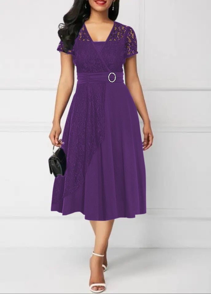 Women's Summer Casual Dress Wrap Short Sleeve Semi-Formal Ruffle Hem Ladies Dress for Wedding Guest - Walmart.com Women's Summer Casual Dress Wrap Short Sleeve Semi-Formal Ruffle Hem Ladies Dress for Wedding Guest - Walmart.com