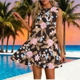 thumbnail image 1 of Women's Summer Casual Dresses Crewneck Sleeveless Mini Sundress Loose Foral Print Swing Beach Vacation Party Dress S-2XL, 1 of 7