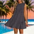 thumbnail image 1 of Women's Summer Casual Dresses Crewneck Sleeveless Mini Sundress Loose Striped Print Swing Beach Vacation Party Dress S-2XL, 1 of 7