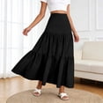 thumbnail image 1 of Women's Summer Casual Elegant Smock Layered Tiered Maxi Skirt High Waisted A Line Flowy Long Skirts with Pockets, 1 of 5