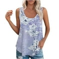 thumbnail image 1 of Women's Summer Casual Fashion Printed Loose Round Neck Sleeveless Tops Blue,M, 1 of 5