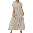 thumbnail image 1 of Women's Summer Casual Flowy V Neck Maxi Dress Loose Beach Long Tiered Swing Dress with Pockets Trendy Outfits, 1 of 2