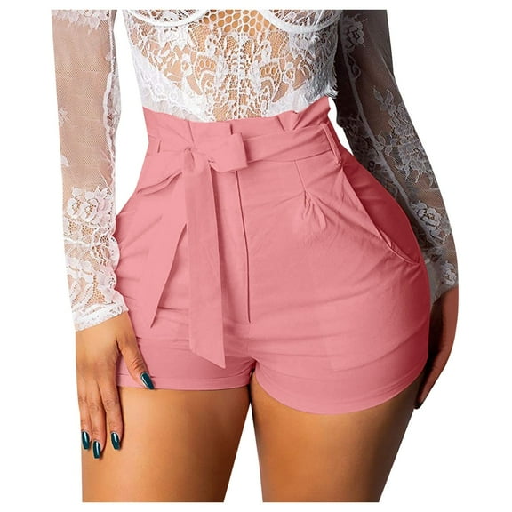 Women's Summer Casual High Waist Zipper Closure Shorts with Pockets