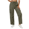 thumbnail image 1 of Women's Summer Casual Linen Drawstring Waist Pants with Pockets, Solid Color Loose Fit, 1 of 5