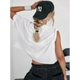 thumbnail image 1 of Women's Summer Casual Loose Fit Plain Soild Basic Short Sleeve Crop Tops T-Shirts, 1 of 4
