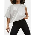 thumbnail image 1 of Women's Summer Casual Loose Fit Plain Soild Basic Short Sleeve Crop Tops T-Shirts, 1 of 4