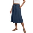 thumbnail image 1 of Women's Summer Casual Loose Skirt with Drawstring Waist and Side Pockets, Solid Color A-Line Midi Skirt for Daily Wear, 1 of 6