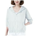 thumbnail image 1 of Women's Summer Casual Loose Sun Protection Cropped Jackets Zip Up Lightweight Shirt Athletic Workout Running Hoodie Jacket, 1 of 5