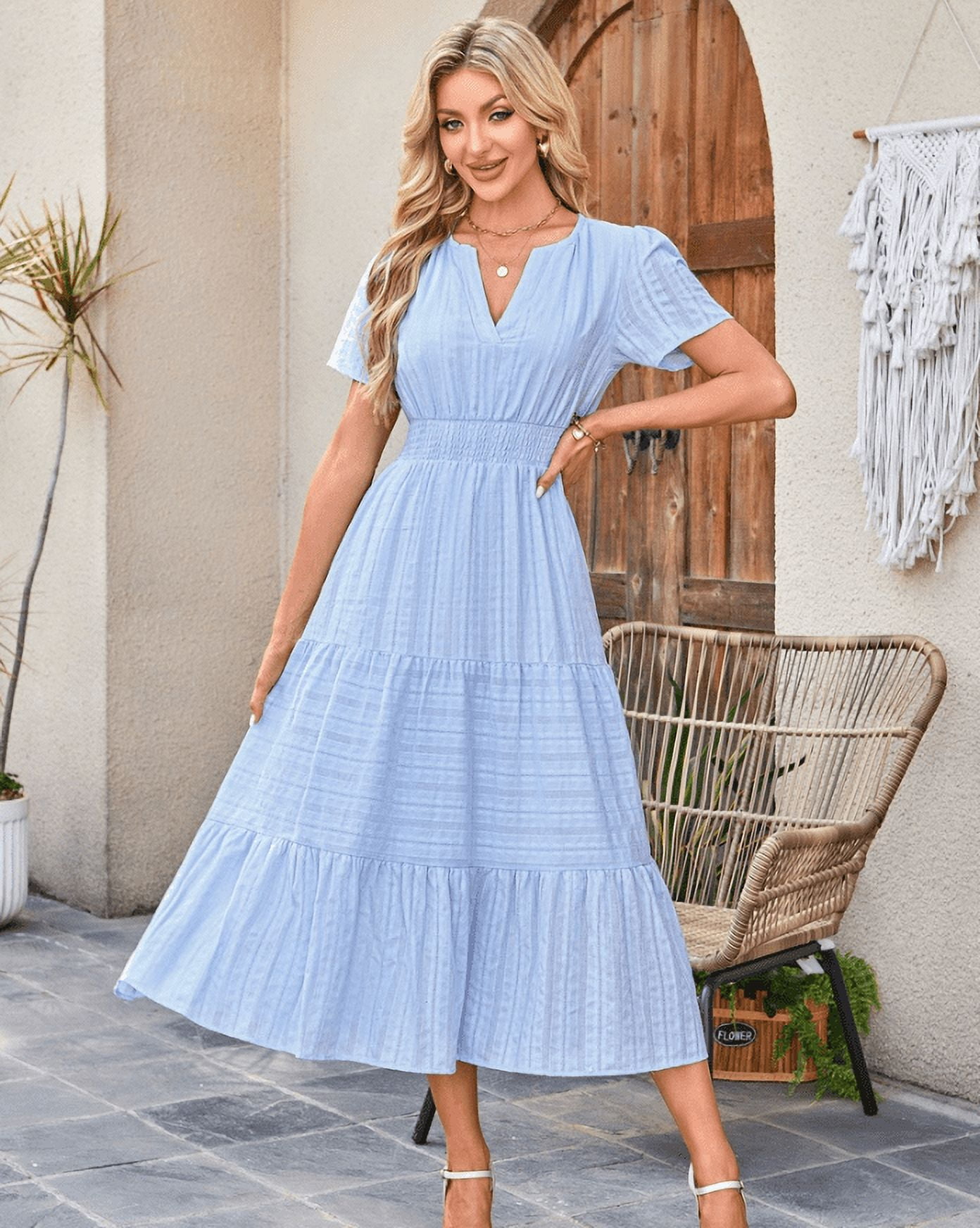 cute casual dress Off-the-Shoulder Cute Pink Floral Mini Summer Dress Blush Bloom / Medium main image 1