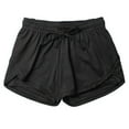 thumbnail image 1 of Women's Summer Casual Mesh Double Layer Drawstring Solid Yoga Fitness Sports Shorts, 1 of 3