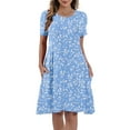 thumbnail image 1 of Women's Summer Casual Midi Dress Beach Short Sleeve Dresses with Pockets, 1 of 7