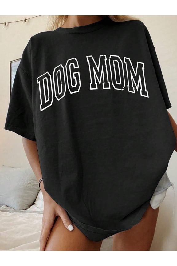 Women's Summer Casual Oversized T-Shirt With Round Neckline And Letter Print Design Graphic Tees Women Tops, Unisex