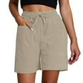 thumbnail image 1 of Women's Summer Casual Quarter Shorts - Lightweight, Breathable, Side Pockets, Elastic Waist, Workout/Travel, Polyester, Sizes S-XXXL, 41-46cm Length, 1 of 4