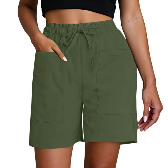 Women's Summer Casual Quarter Shorts - Lightweight, Breathable, Side Pockets, Elastic Waist, Workout/Travel, Polyester, Sizes S-XXXL, 41-46cm Length