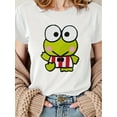 thumbnail image 1 of Women's Summer Casual Round Neck Short T-Shirt with Big-Eyed Frog Pattern tee top, 1 of 7