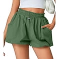 thumbnail image 1 of Women's Summer Casual Ruched Bubble Shorts Elastic High Waist Loose Fit Solid Beach Lounge Vacation Shorts L, 1 of 4