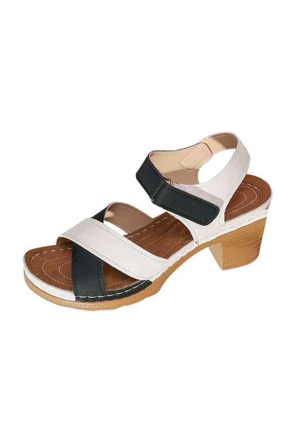 Women's Summer Casual Sandals Cross Strap Comfort Chunky Heel Adjustable Straps Slide Sandals Wide Strap Walking Sandals for Summer Beach Vacation