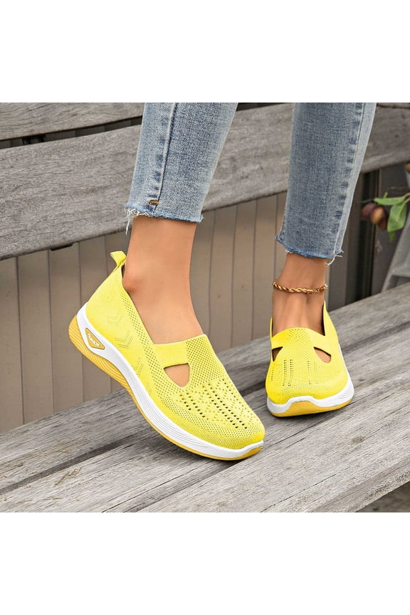Women's Summer Casual Shoes, Mesh Breathable Slip On Sneakers, Round Head Non Slip, Lightweight Walking Sporty
