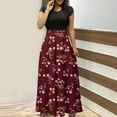 thumbnail image 1 of Women's Summer Casual Short Sleeve Crewneck Swing Dress Elegant Casual Flowy Tiered Floral Printed Empire Waist Maxi Beach Dress with Pockets, 1 of 6