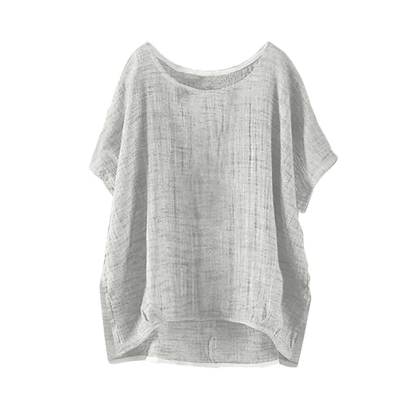 Women's Summer Casual Short Sleeve T-Shirt Blouse with Side Slit, Soft Polyester Fabric for Daily Wear