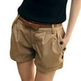 thumbnail image 1 of Women's Summer Casual Shorts Mid Waist Button Solid Folded Hem England Style Loose Shorts for Women with Pockets, 1 of 7