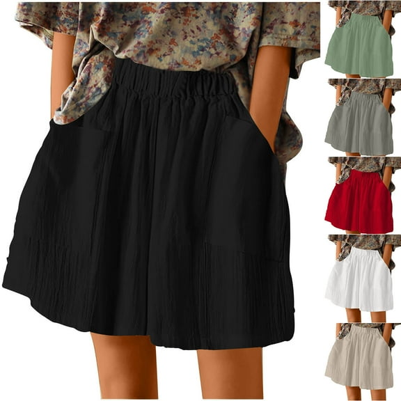 Women's Summer Casual Shorts Pure Loose Slim Wide Leg Pants Casual Split Pants Womens Shorts Plus Size Summer Shorts for Women