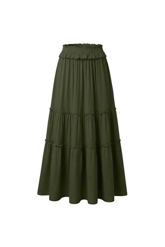 Women's Summer Casual Skirt with Elastic Waist Drawstring and Pockets - Soft Polyester Fabric for Lounge Outdoor and Daily Wear