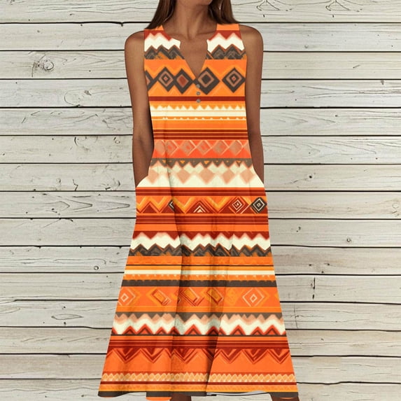 Women's Summer Casual Sleeveless V-Neck Long Dress with Ruffles and Tie Belt for Daily Wear and Special Occasions